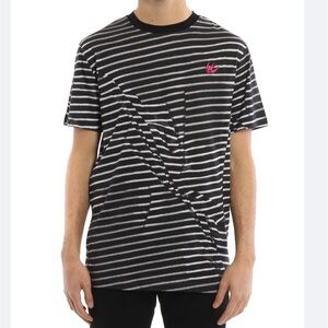 McQ Alexander McQueen Black White Striped Swallow Shirt Size Medium